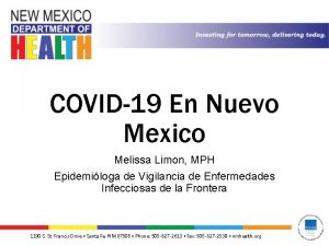 COVID19 En Nuevo Mexico Melissa Limon MPH Epidemiloga