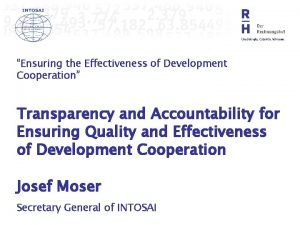 Ensuring the Effectiveness of Development Cooperation Transparency and