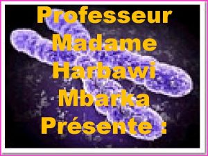 Professeur Madame Harbawi Mbarka Prsente Les chromosomes forme