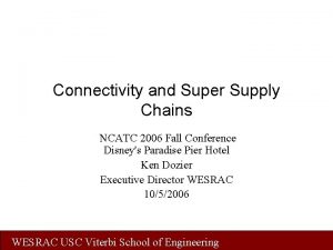 Connectivity and Super Supply Chains NCATC 2006 Fall