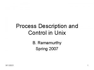 Process Description and Control in Unix B Ramamurthy