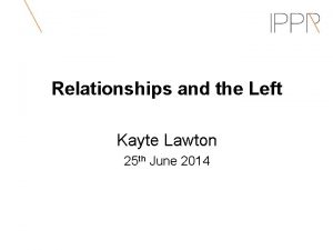 Relationships and the Left Kayte Lawton 25 th