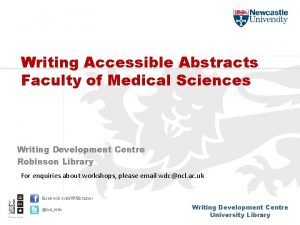 Writing Accessible Abstracts Faculty of Medical Sciences Writing