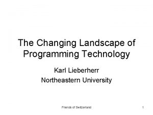 The Changing Landscape of Programming Technology Karl Lieberherr