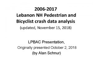 2006 2017 Lebanon NH Pedestrian and Bicyclist crash