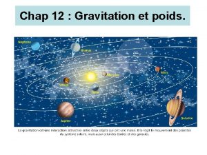 Chap 12 Gravitation et poids Chap 13 Gravitation