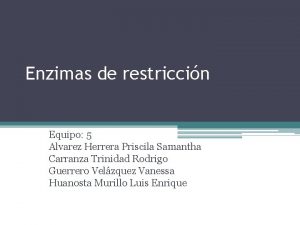 Enzimas de restriccin Equipo 5 Alvarez Herrera Priscila