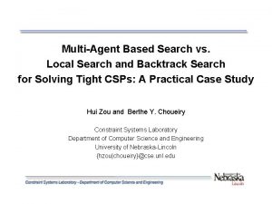 MultiAgent Based Search vs Local Search and Backtrack