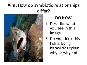 Aim How do symbiotic relationships differ DO NOW