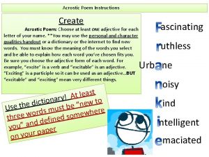 Acrostic Poem Instructions Create Acrostic Poem Choose at