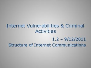 Internet Vulnerabilities Criminal Activities 1 2 9122011 Structure