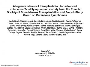 Allogeneic stem cell transplantation for advanced cutaneous Tcell