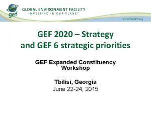 GEF 2020 Strategy and GEF 6 strategic priorities