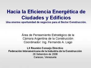 Hacia la Eficiencia Energtica de Ciudades y Edificios