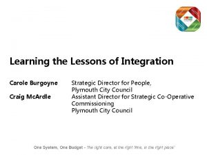 Learning the Lessons of Integration Carole Burgoyne Craig