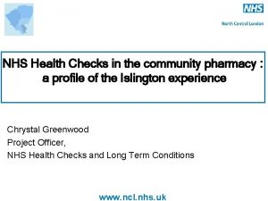 NHS Health Checks in the community pharmacy a