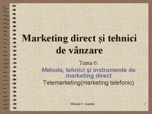 Marketing direct i tehnici de vnzare Tema 6