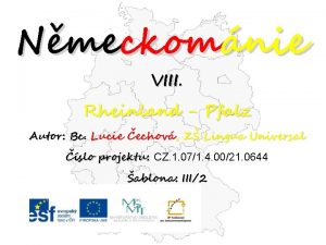 Nmeckomnie VIII Rheinland Pfalz Autor Bc Lucie echov