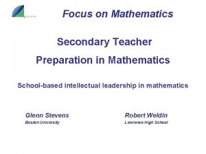 Focus on Mathematics Secondary Teacher Preparation in Mathematics