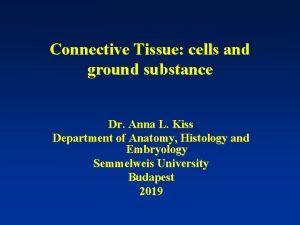 Connective Tissue cells and ground substance Dr Anna