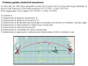 Problema guidato ortodromialossodromia La nave alle ore 1000