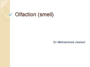 Olfaction smell Dr Mohammed Jeelani Specific learning outcomes