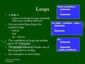 Loops A loop is a block of code