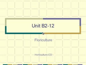 Unit B 2 12 Floriculture Horticulture CD Problem
