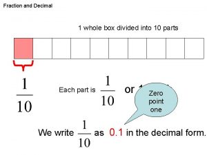 Fraction and Decimal 1 whole box divided into