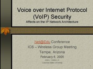 Voice over Internet Protocol Vo IP Security Affects