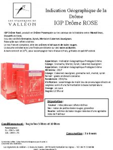 Indication Gographique de la Drme IGP Drme ROSE