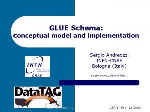 GLUE Schema conceptual model and implementation Sergio Andreozzi