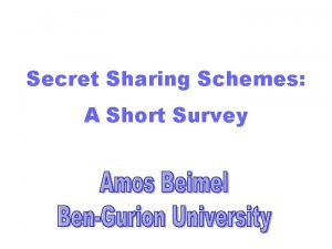 Secret Sharing Schemes A Short Survey Secret Sharing