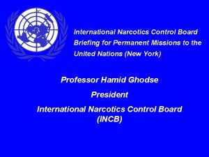 International Narcotics Control Board Briefing for Permanent Missions