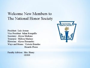 Welcome New Members to The National Honor Society