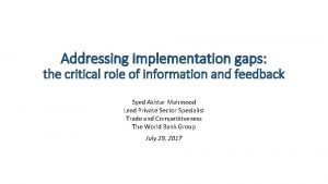 Addressing implementation gaps the critical role of information