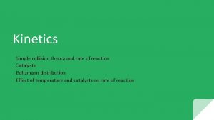 Kinetics Simple collision theory and rate of reaction