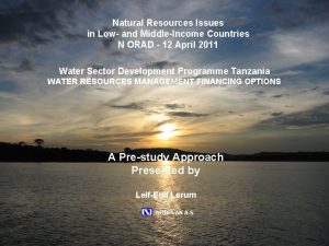 WSDP Tanzania Natural Resources Issues WATER RESOURCES MANAGEMENT