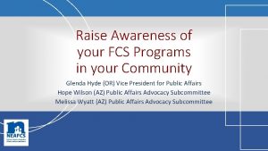 Raise Awareness of your FCS Programs in your