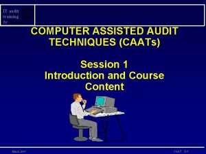 IT audit training for COMPUTER ASSISTED AUDIT TECHNIQUES