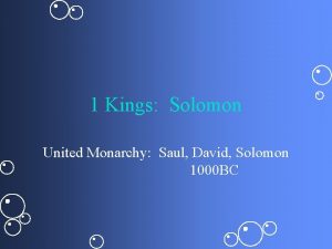 1 Kings Solomon United Monarchy Saul David Solomon