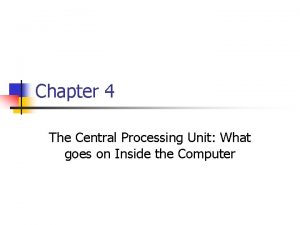 Chapter 4 The Central Processing Unit What goes