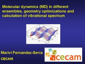 Molecular dynamics MD in different ensembles geometry optimizations