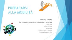 PREPARARSI ALLA MOBILIT CROSSING EUROPE Per conoscere comunicare