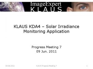 KLAUS KDA 4 Solar Irradiance Monitoring Application Progress