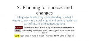 S 2 Planning for choices and changes LI