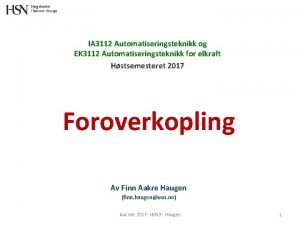 IA 3112 Automatiseringsteknikk og EK 3112 Automatiseringsteknikk for