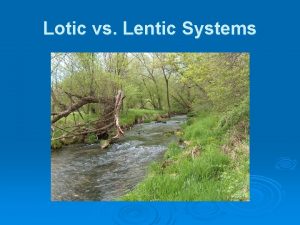 Lotic vs Lentic Systems Comparisons Surface area 118