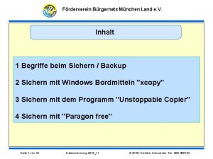 Frderverein Brgernetz Mnchen Land e V Inhalt 1