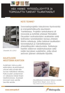 HEA HANKE YHTEISLLISYYTT JA TOIMIJUUTTA TUKEVAT TILARATKAISUT MIT